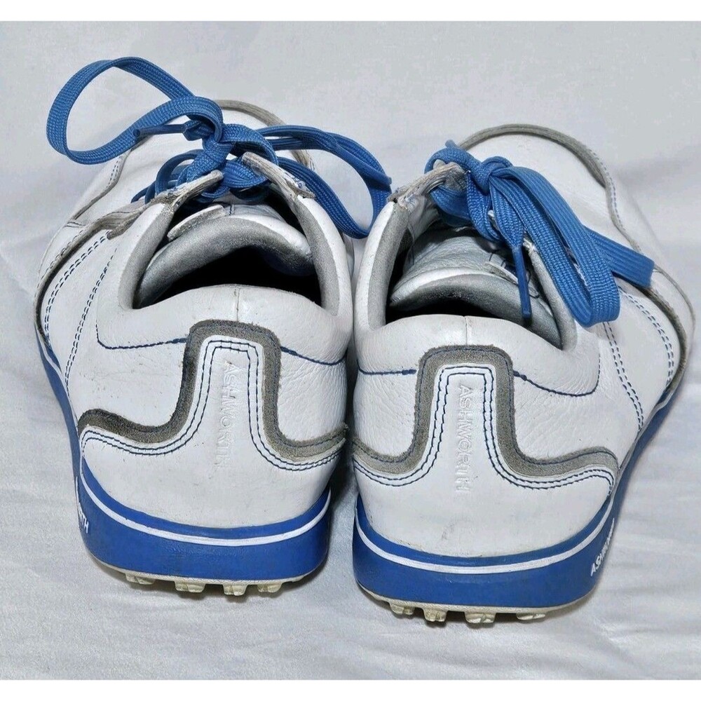 Ashworth Cardiff ADC Spikeless Golf Shoes White Blue Men's Size 10.5 Leather - Picture 5 of 13